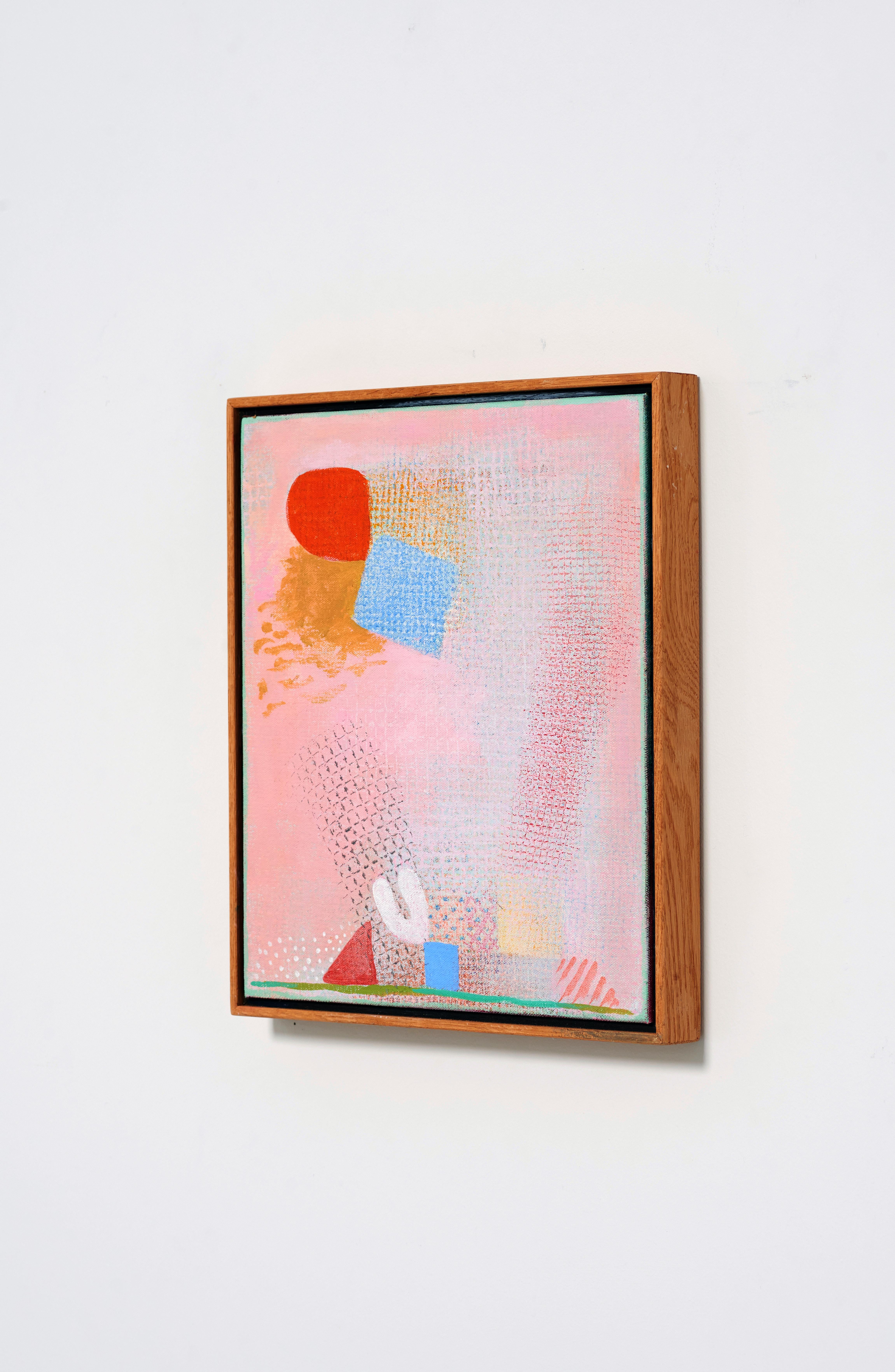 Espressionista astratto, geometrico, piccolo, rosa, blu, rosso, acrilico su tela - Painting Espressionismo astratto di Robert Natkin