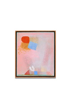 Espressionista astratto, geometrico, piccolo, rosa, blu, rosso, acrilico su tela