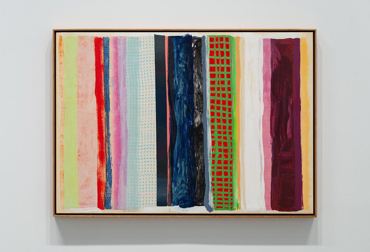 Abstrakt-expressionistische, mehrfarbige Streifen, Acryl auf Papier auf Leinwand montiert – Painting von Robert Natkin
