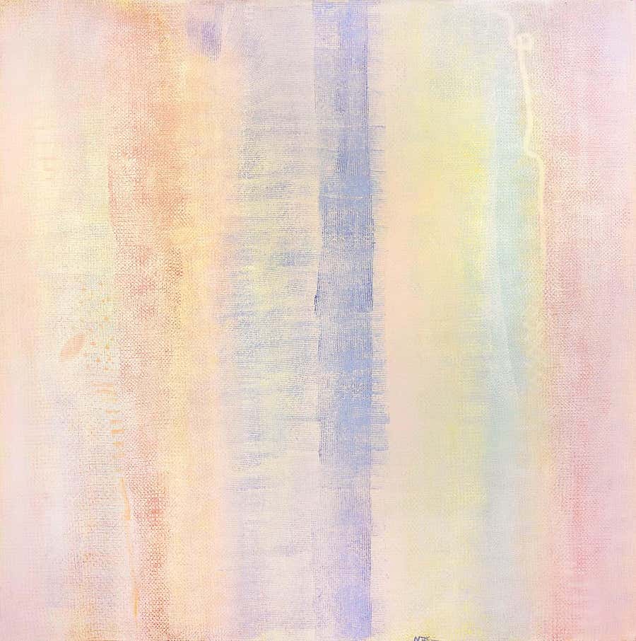Blue Gaze Acrylic Painting, Abstract Expressionist, Signed, 66x66 in