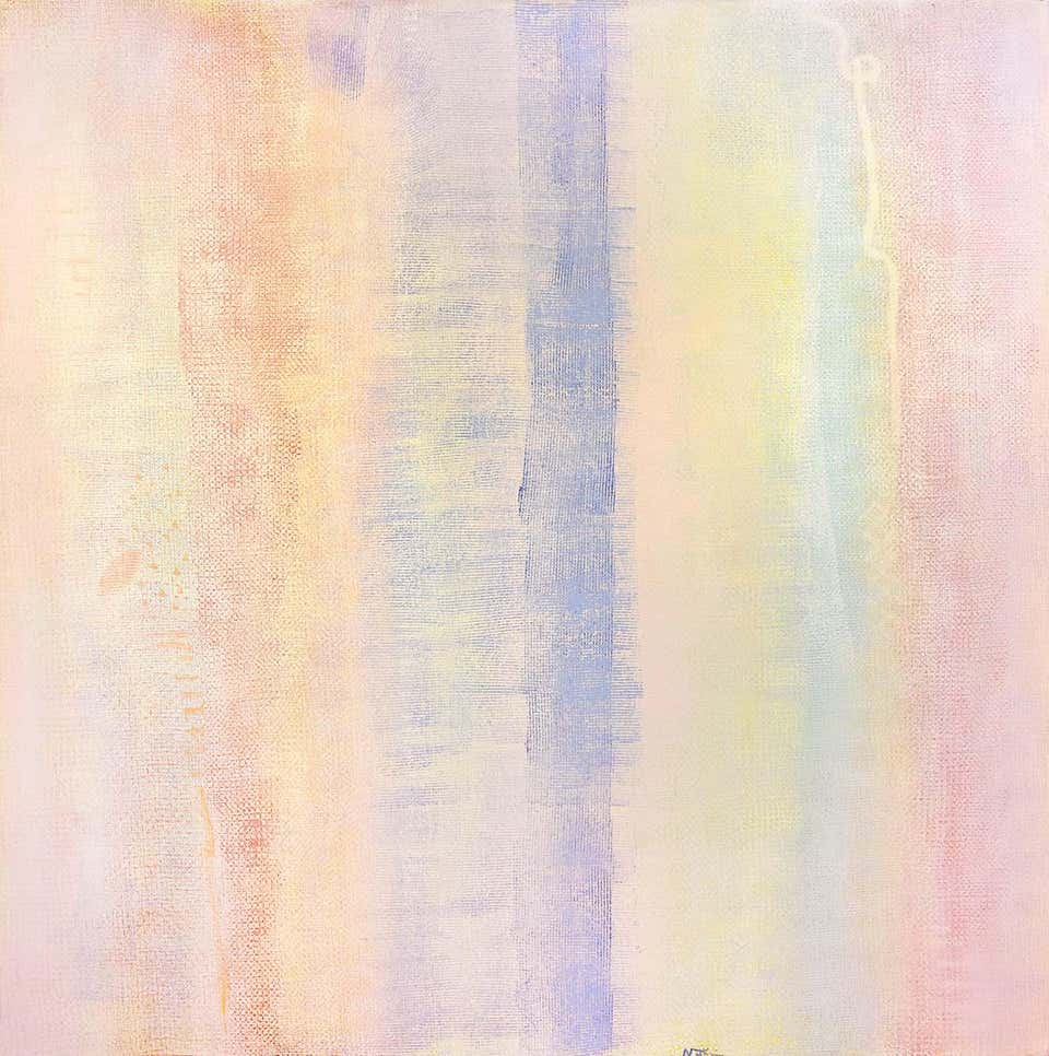 Blue Gaze Acrylic Painting, Abstract Expressionist, Signed, 66x66 in