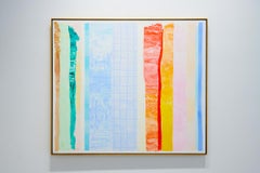 Horizontal Abstract Expressionist Painting with Multicolor Stripes, Modern Art