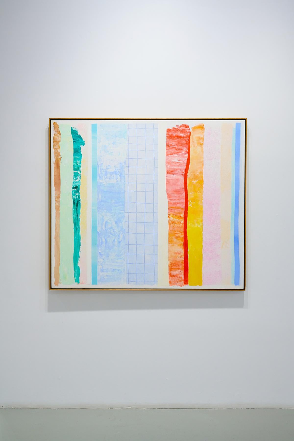 Pittura espressionista astratta orizzontale con strisce multicolori, Arte moderna - Painting Espressionismo astratto di Robert Natkin