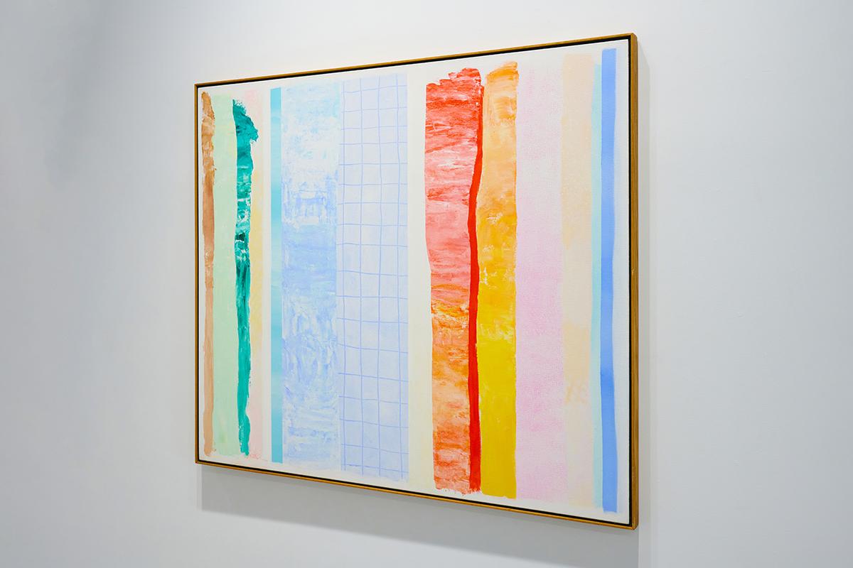 Pittura espressionista astratta orizzontale con strisce multicolori, Arte moderna in vendita 1