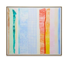 Pintura Expresionista Abstracta Horizontal con Rayas Multicolores, Arte Moderno