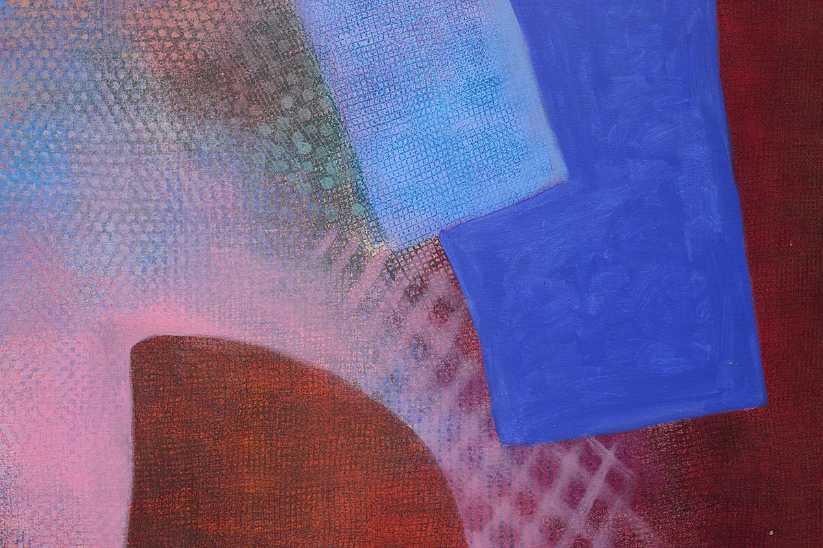 Pittura astratta orizzontale espressionista rossa e blu, Arte moderna in vendita 2