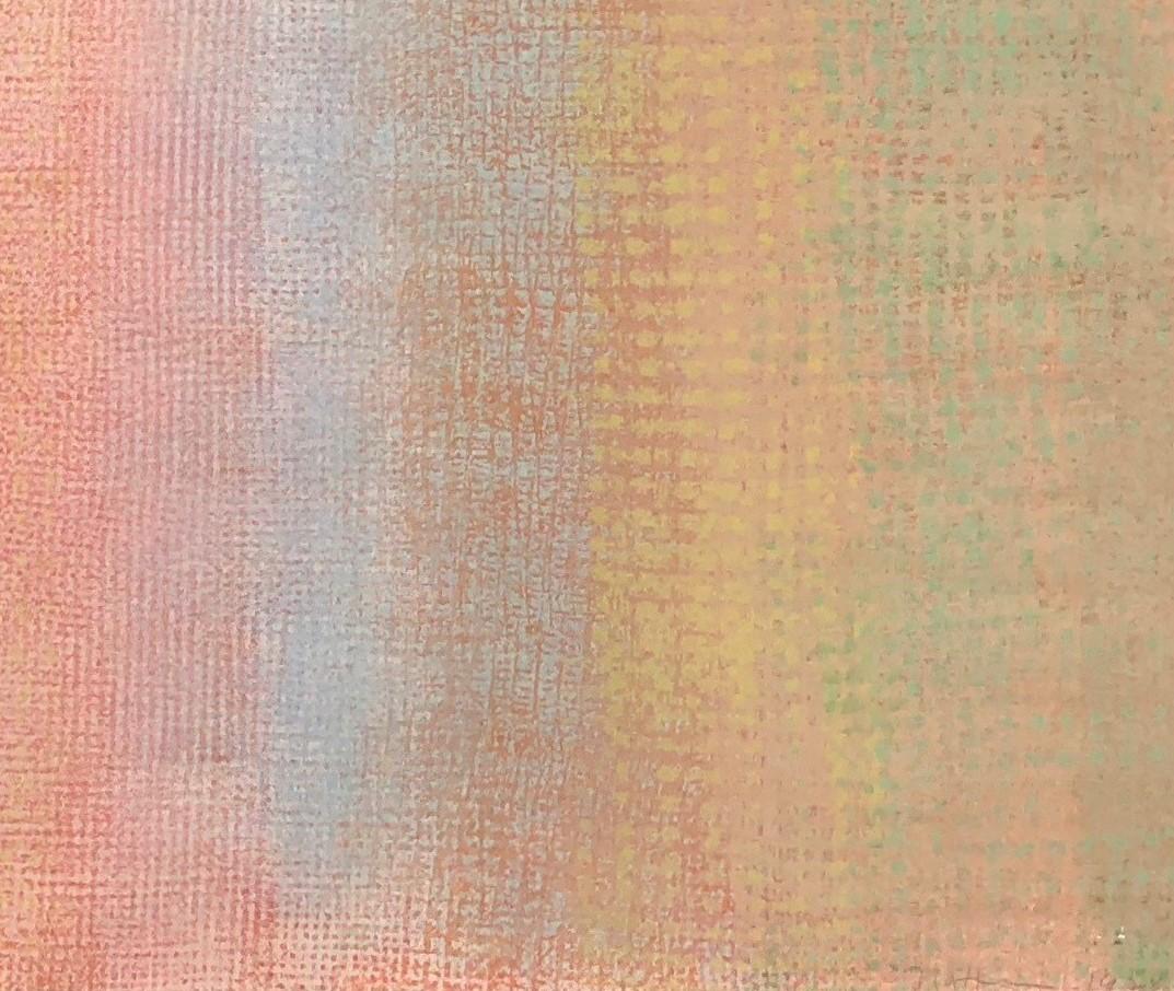 Senza titolo in cornice originale di ottone con catalogo per le mostre del 1976 - Abstract Painting Beige di Robert Natkin