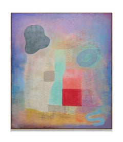 Pittura verticale astratta espressionista blu e viola, arte moderna