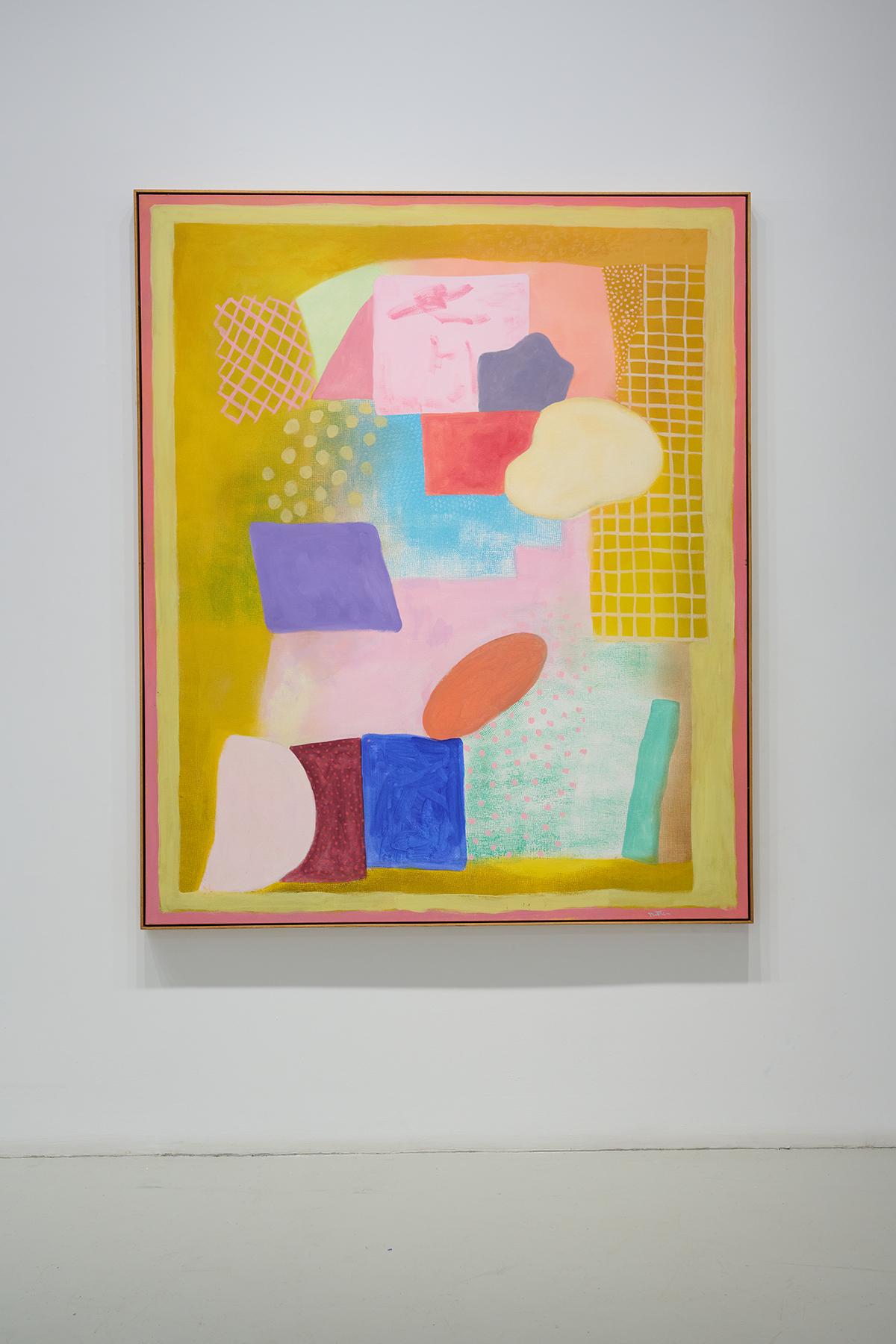 Pittura verticale astratta espressionista rosa e gialla, arte moderna - Painting Espressionismo astratto di Robert Natkin
