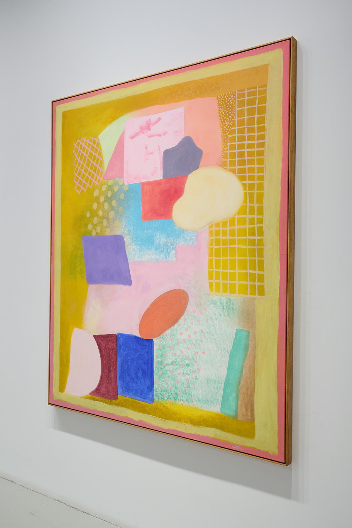 Pittura verticale astratta espressionista rosa e gialla, arte moderna - Abstract Painting Marrone di Robert Natkin