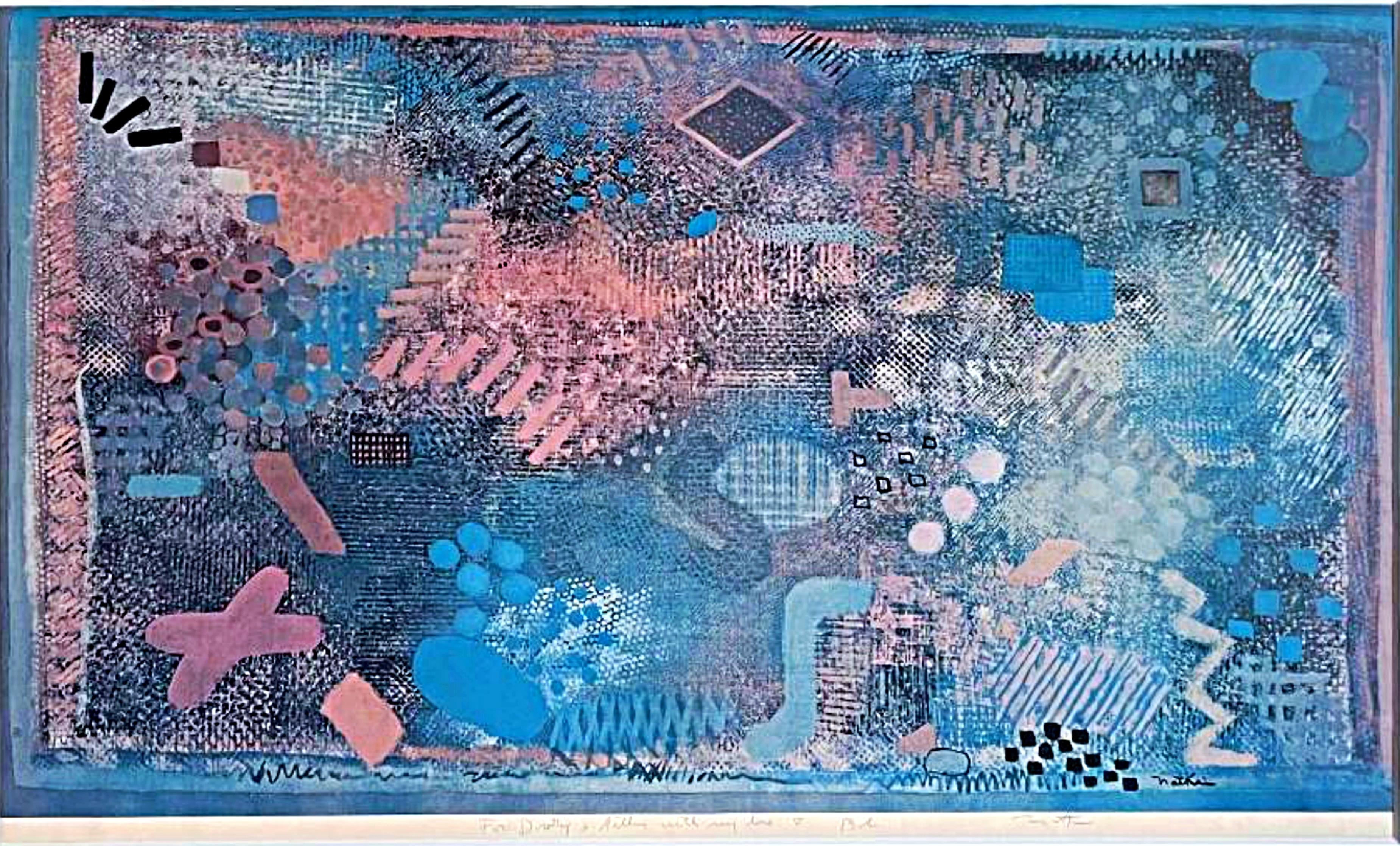 Abstrakte expressionistische Monotypie (Unikat), signiert und beschriftet mit Herz Gerahmt – Art von Robert Natkin