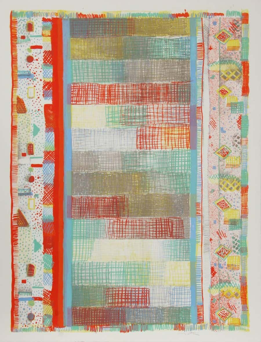 Colorful Abstract Expressionist Lithograph by Robert Natkin