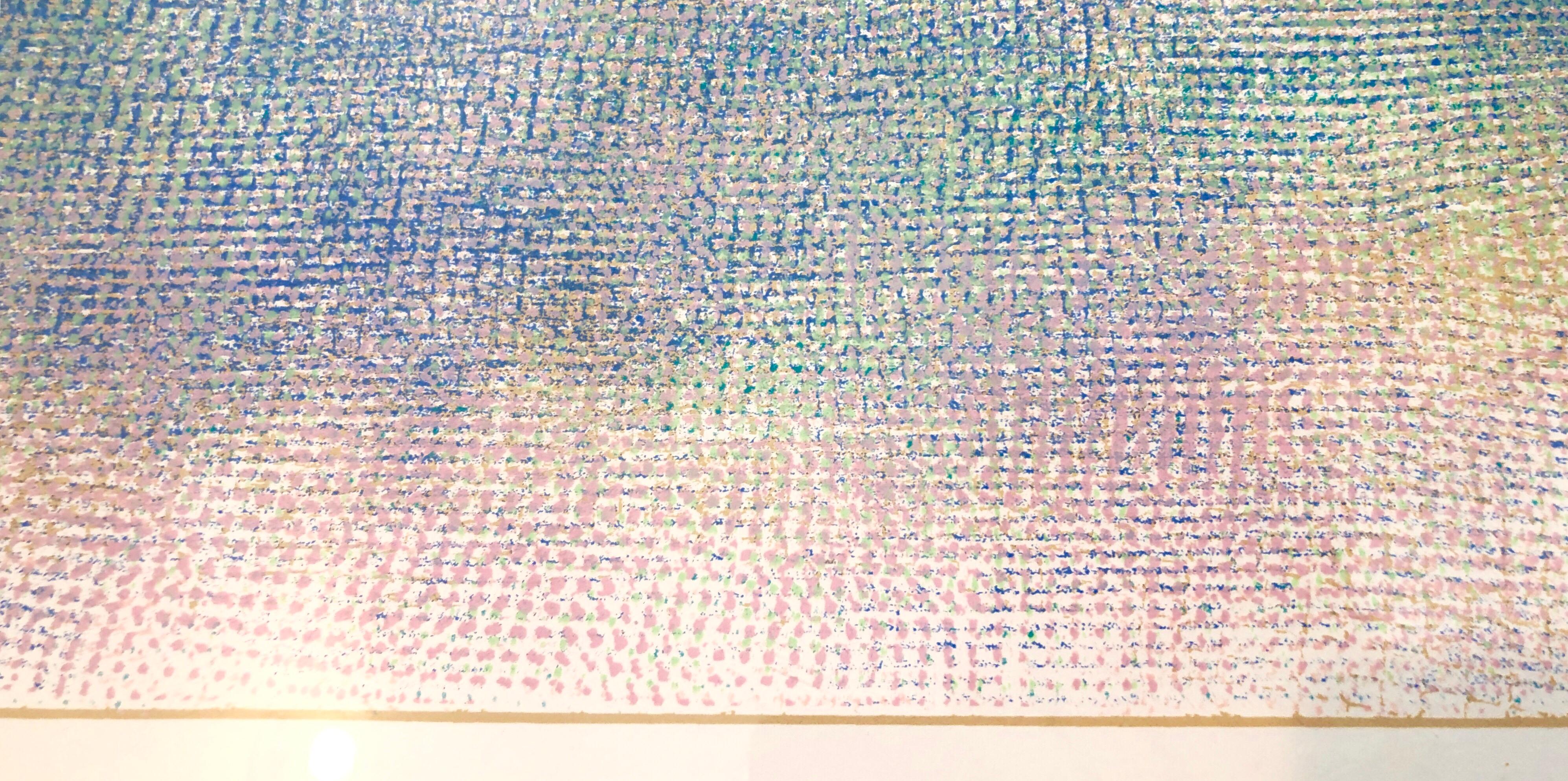 Huge 6ft Natkin Abstract Expressionist, Blue Silkscreen Screenprint Lithograph 7