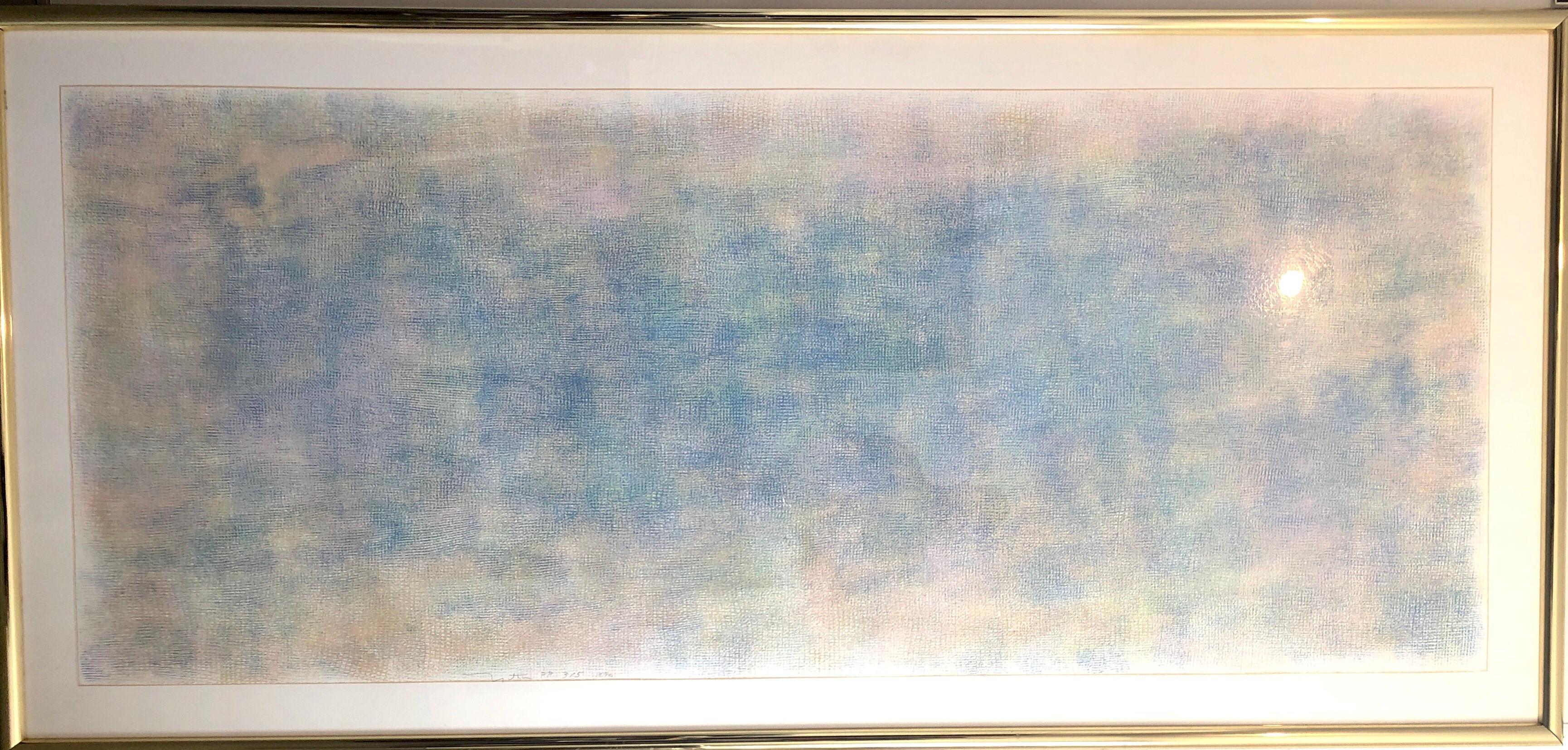 Huge 6ft Natkin Abstract Expressionist, Blue Silkscreen Screenprint Lithograph - Print by Robert Natkin