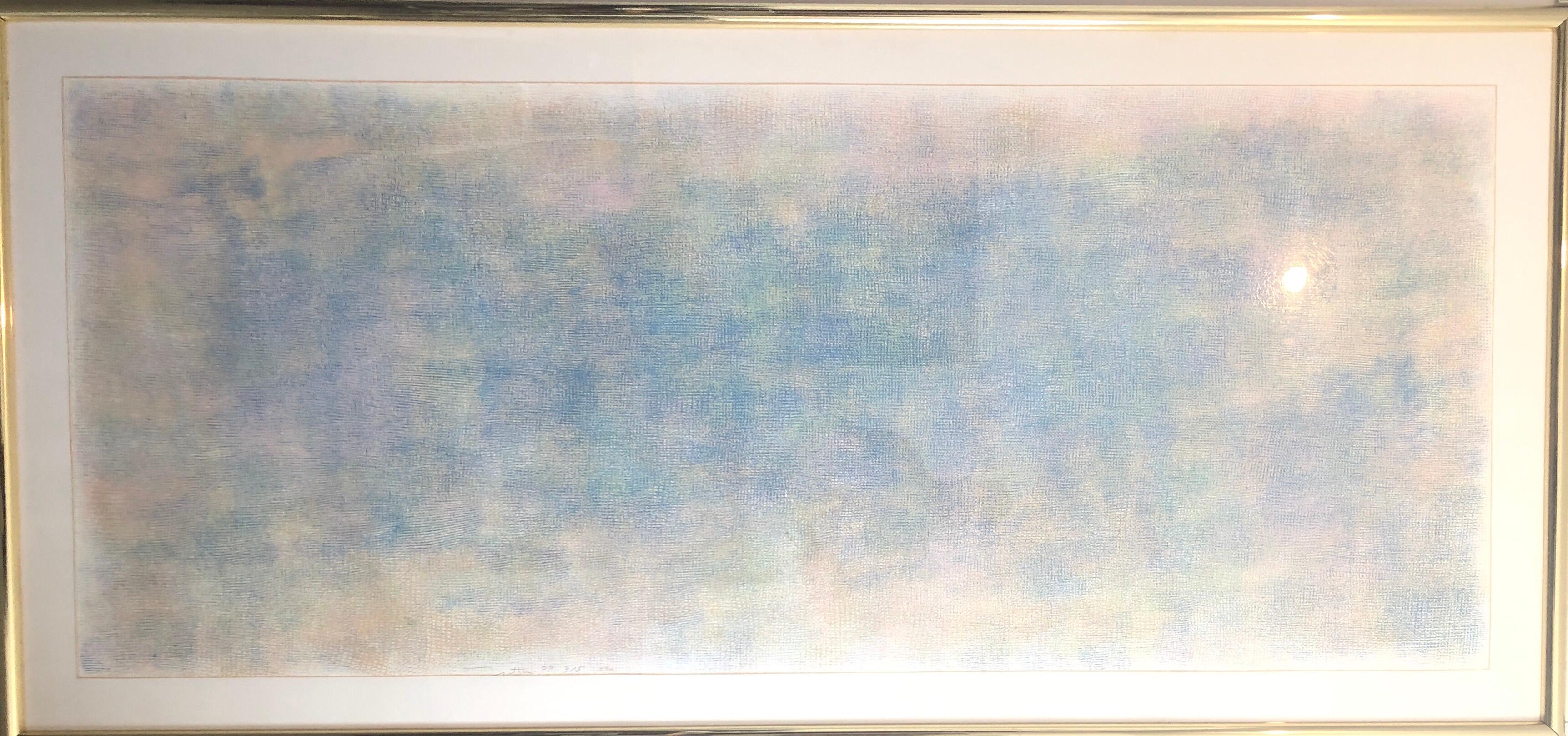 Huge 6ft Natkin Abstract Expressionist, Blue Silkscreen Screenprint Lithograph 1