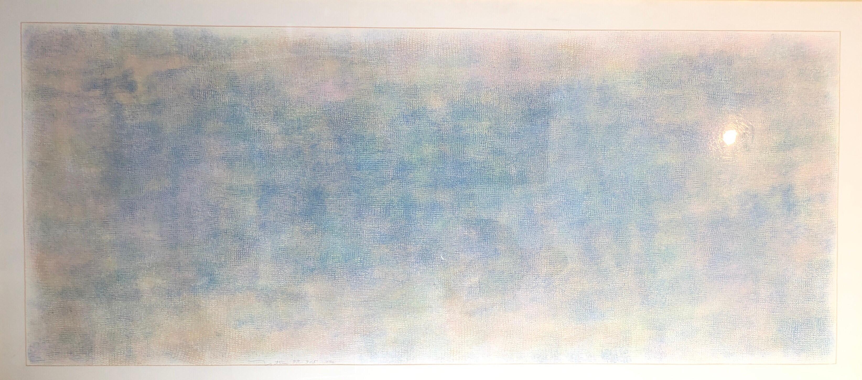 Robert Natkin Abstract Print - Huge 6ft Natkin Abstract Expressionist, Blue Silkscreen Screenprint Lithograph