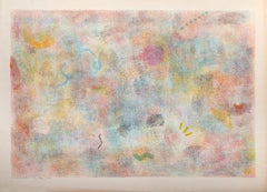 Großer pastellfarbener abstrakter Seidenschirm von Robert Natkin