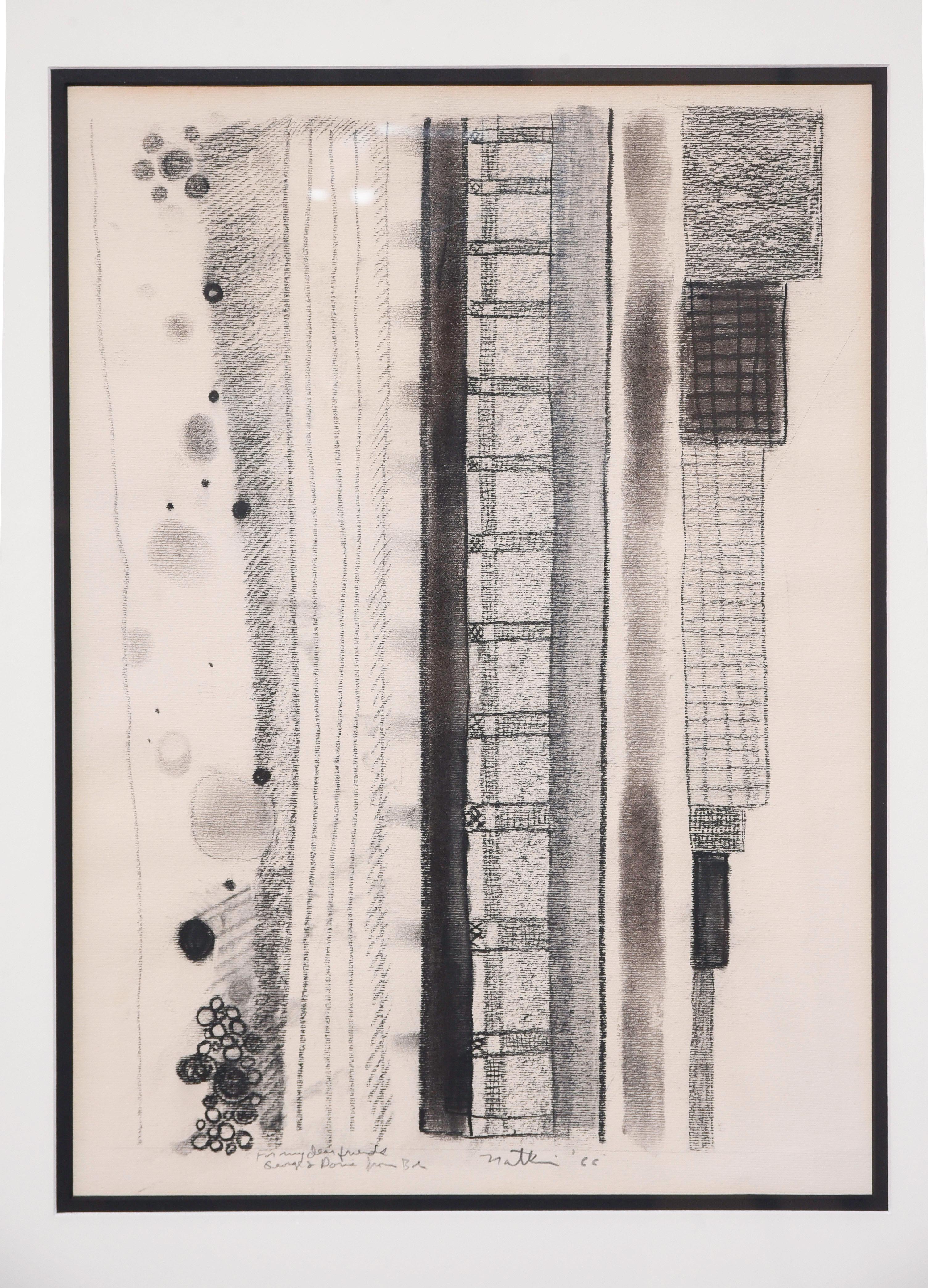 Moderne Robert Natkin - Rare œuvre originale de 1966 au fusain  9657 en vente
