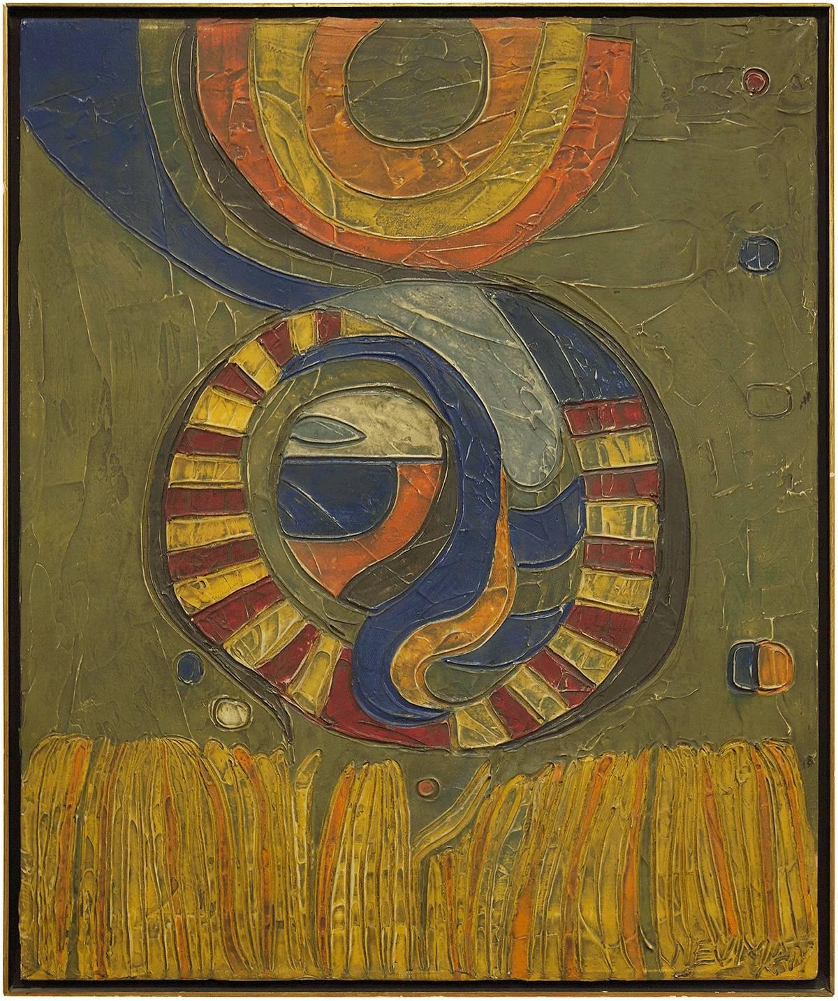 Robert Neuman Abstract Painting – Geometrische Komposition, Abstraktes Ölgemälde
