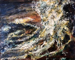 Ocean Oil on paper 1940's American Modern Robert Blair Vivid Colorful Movement