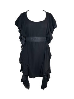 Robert Normand Frühes Avant-Garde Kleid mit schwarzem Gürtel und Rüschen, 2000er Jahre