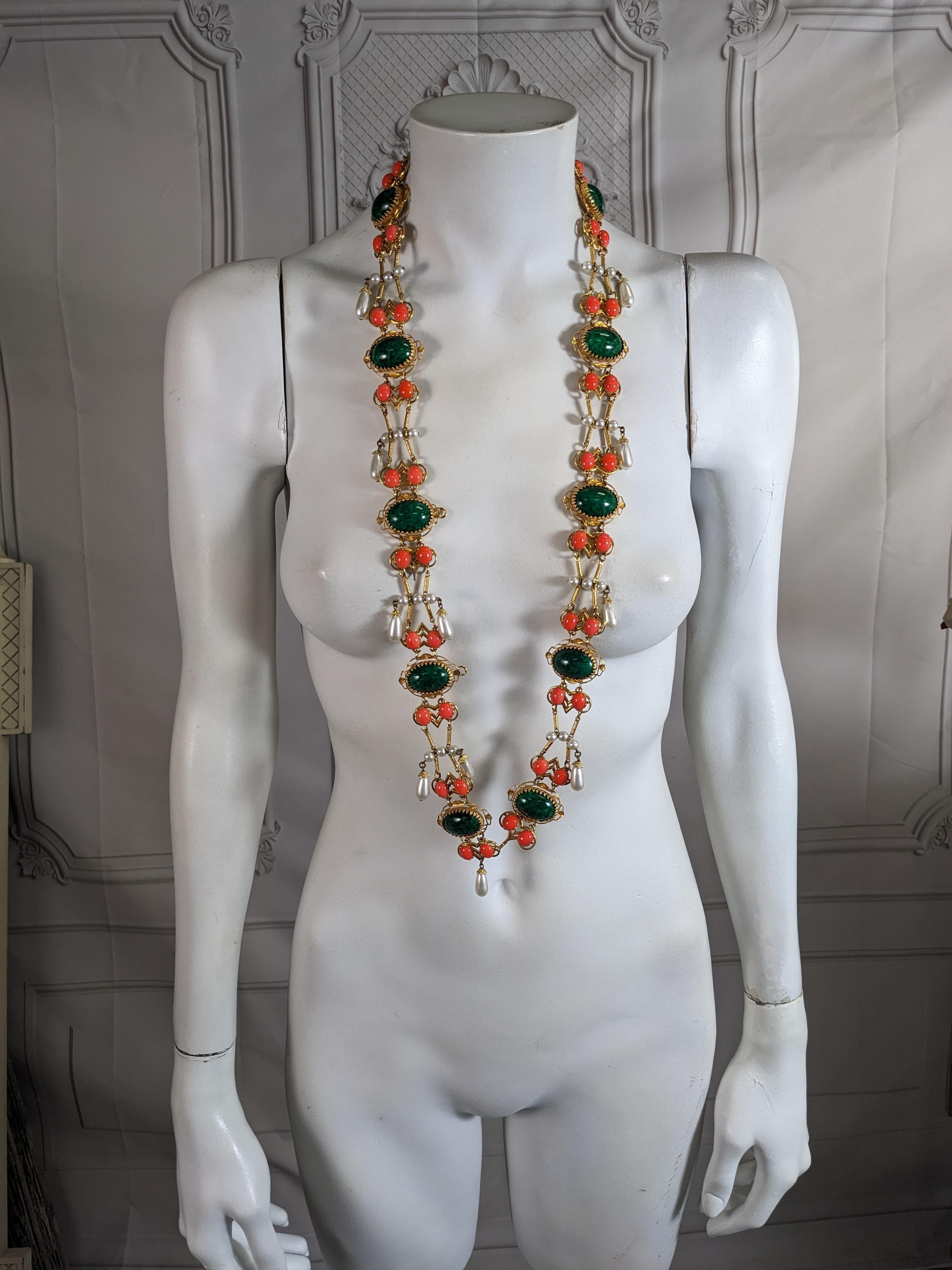 Robert of NY Jeweled Faux Coral and Jade Belt For Sale 7