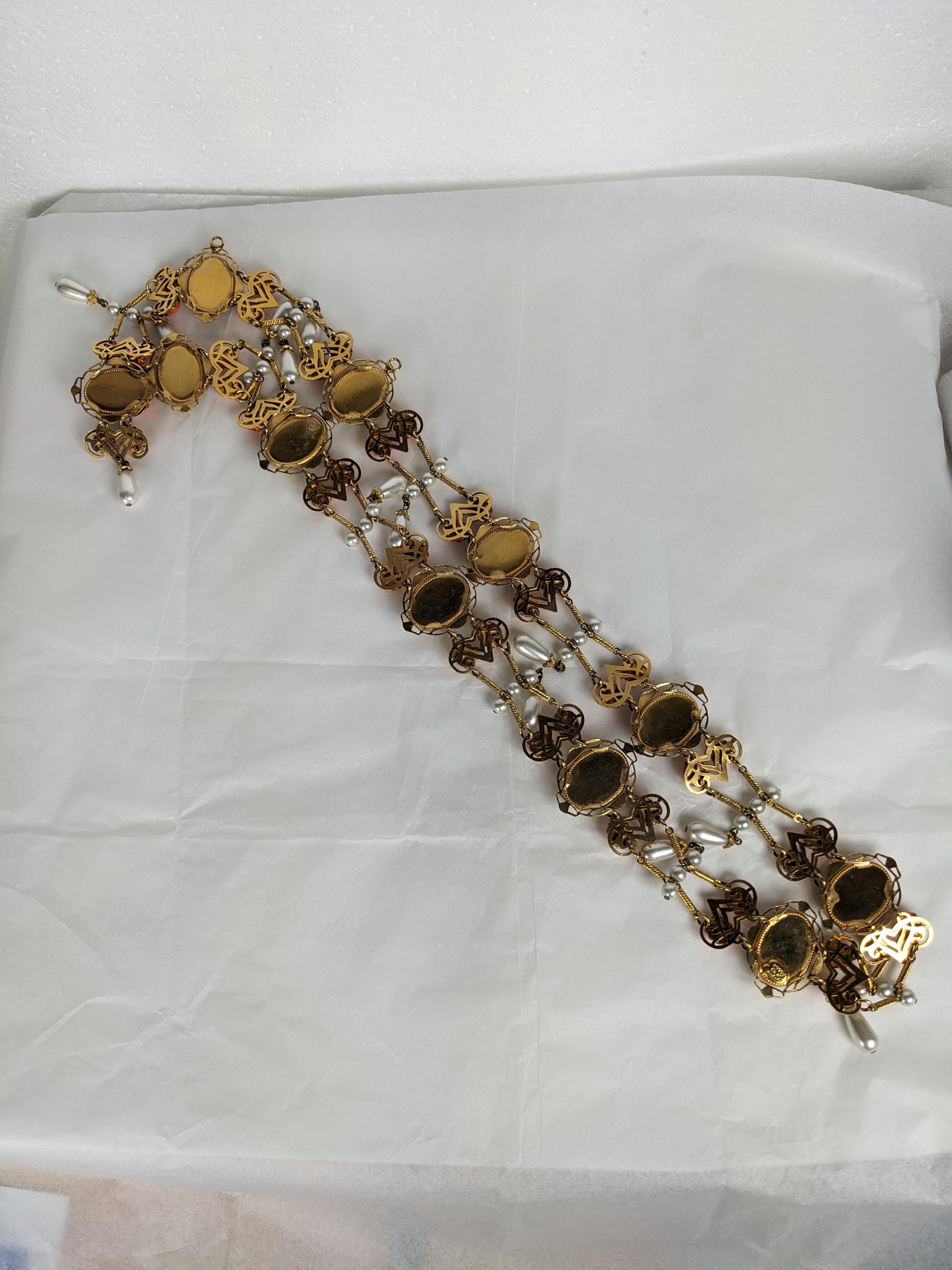 Robert of NY Jeweled Faux Coral and Jade Belt For Sale 2