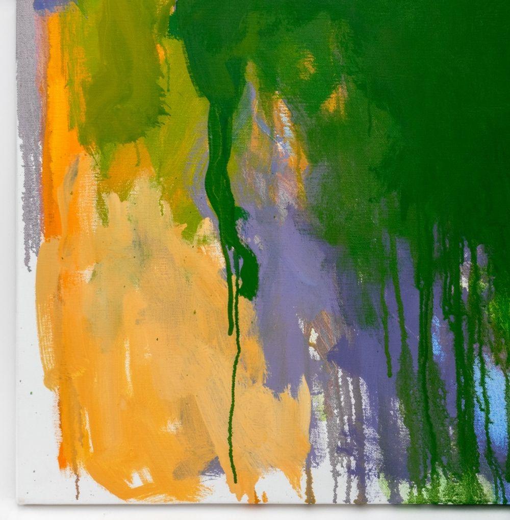 Diptyque de composition circulaire abstrait - Vert Abstract Painting par Robert O'Meara