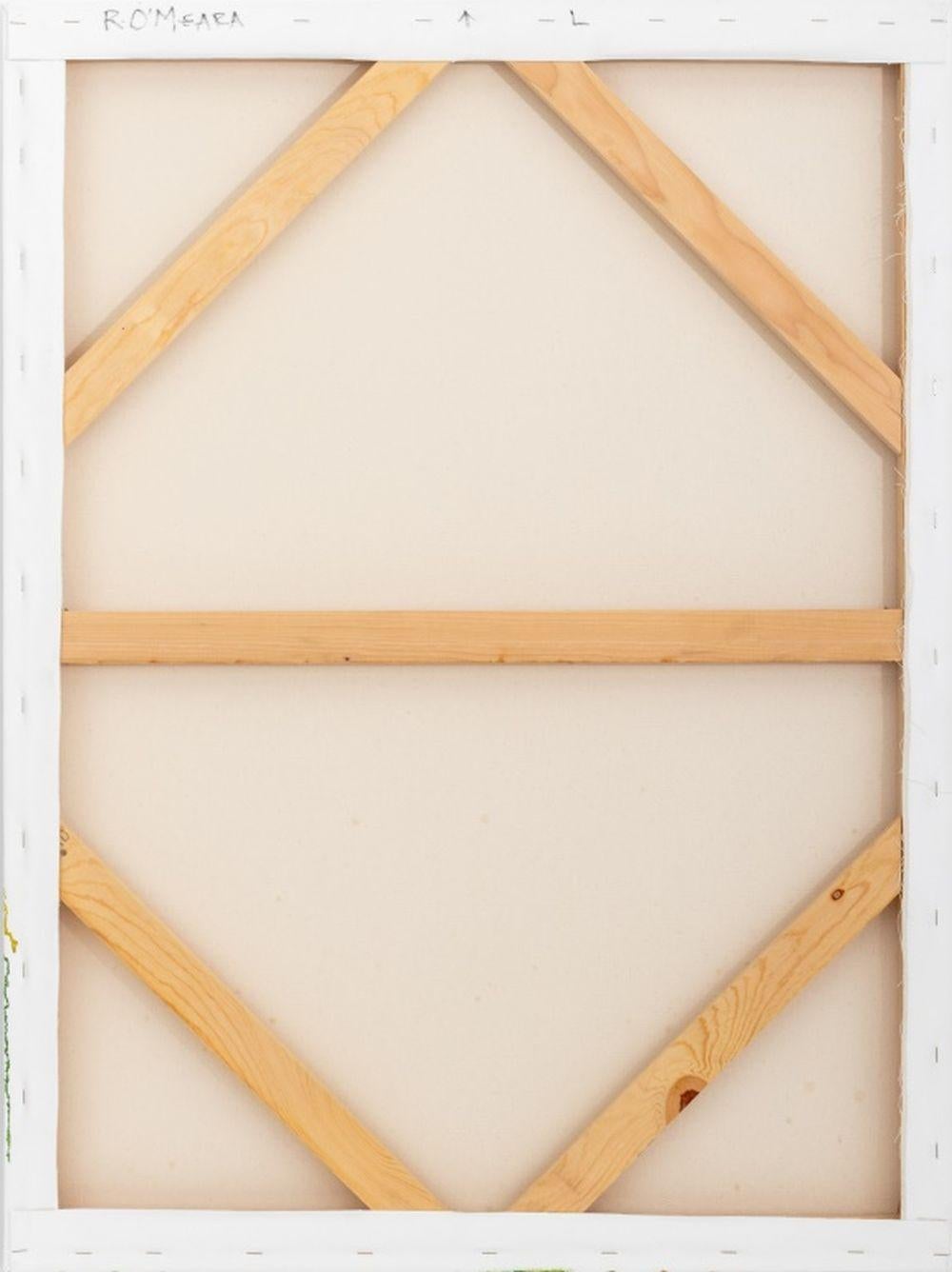 Robert O'Meara (américain, 1957-2014), Abstract Circle Composition Diptych, huile sur toile, signée au verso, non encadrée. Panneau : 40