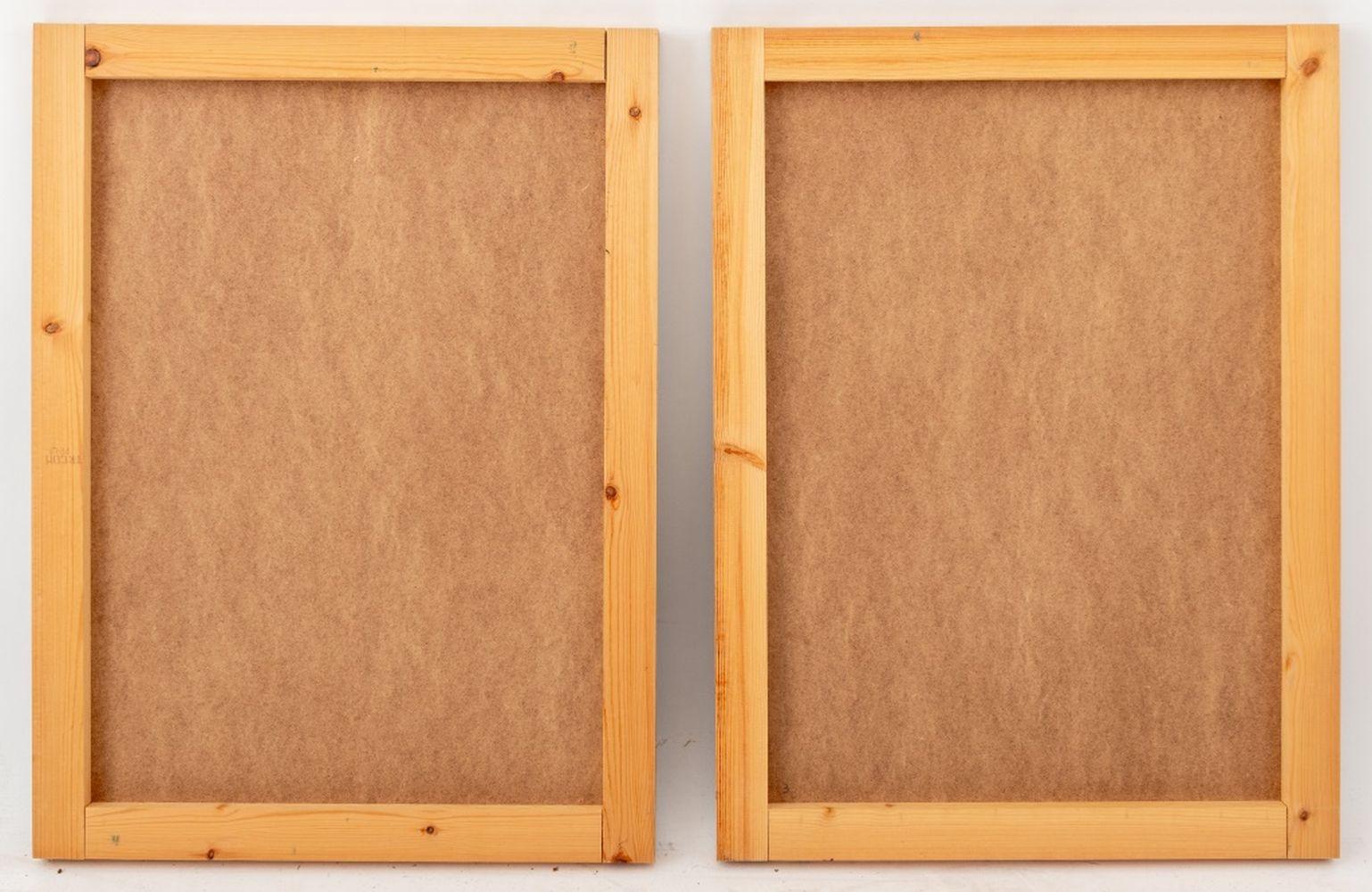 Robert O'Meara (Américain, XX-XXI), Composition abstraite Diptyque, Huile sur panneau, apparemment non signée, non encadrée. 24