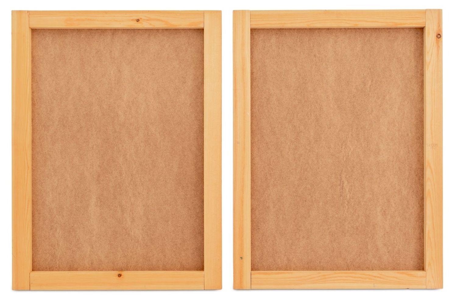 Robert O'Meara (Américain, 1957-2024), Composition abstraite Diptyque, Huile sur panneau, apparemment non signée, non encadrée. 24