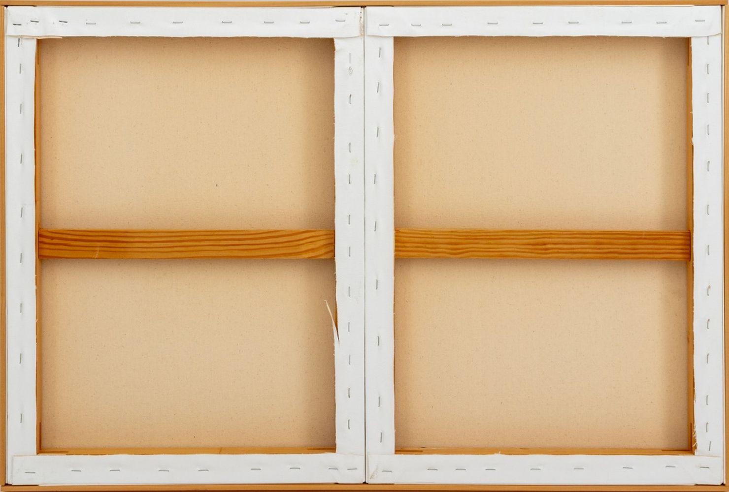 Robert O'Meara (Américain, 1957-2024), Composition abstraite Diptyque en bleu clair, Huile sur toile, non signée, cadre en bois. Panneau : 24