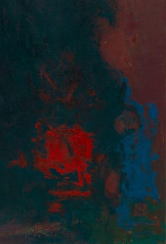 Peinture à l'huile sur toile de style expressionniste abstrait, fin du XXe siècle