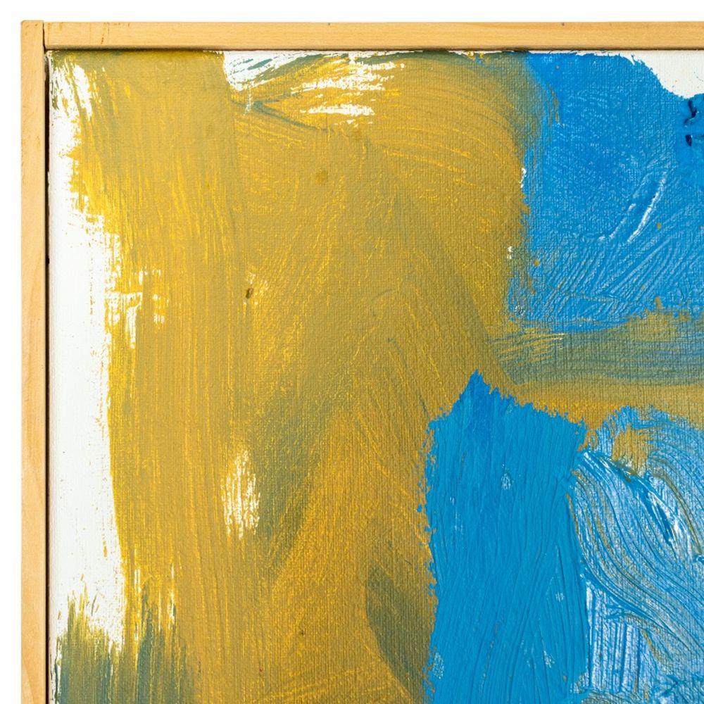 Robert O'Meara (Amerikaner, XX-XXI), Abstrakte Komposition in Blau und Ocker, Öl auf Leinwand, offenbar unsigniert, Holzrahmen. Bild: 22