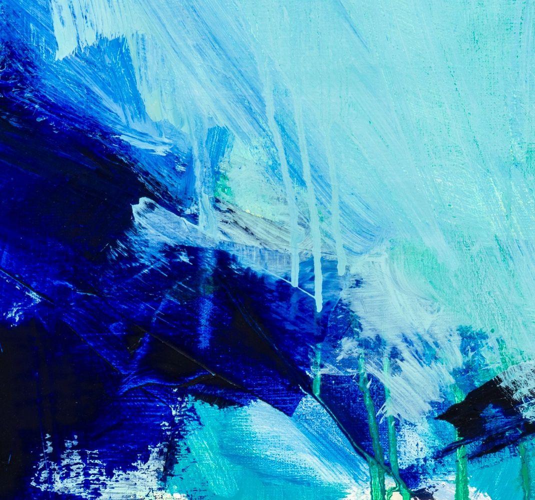 Abstract Composition in Blue and Green - Painting by Robert O'Meara