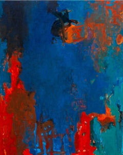 Abstrakte Komposition in Blau und Rot