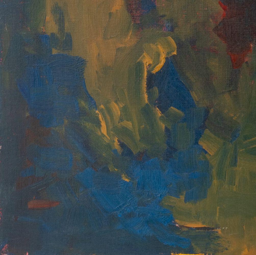 Abstract Composition in Blue and Yellow - Painting by Robert O'Meara