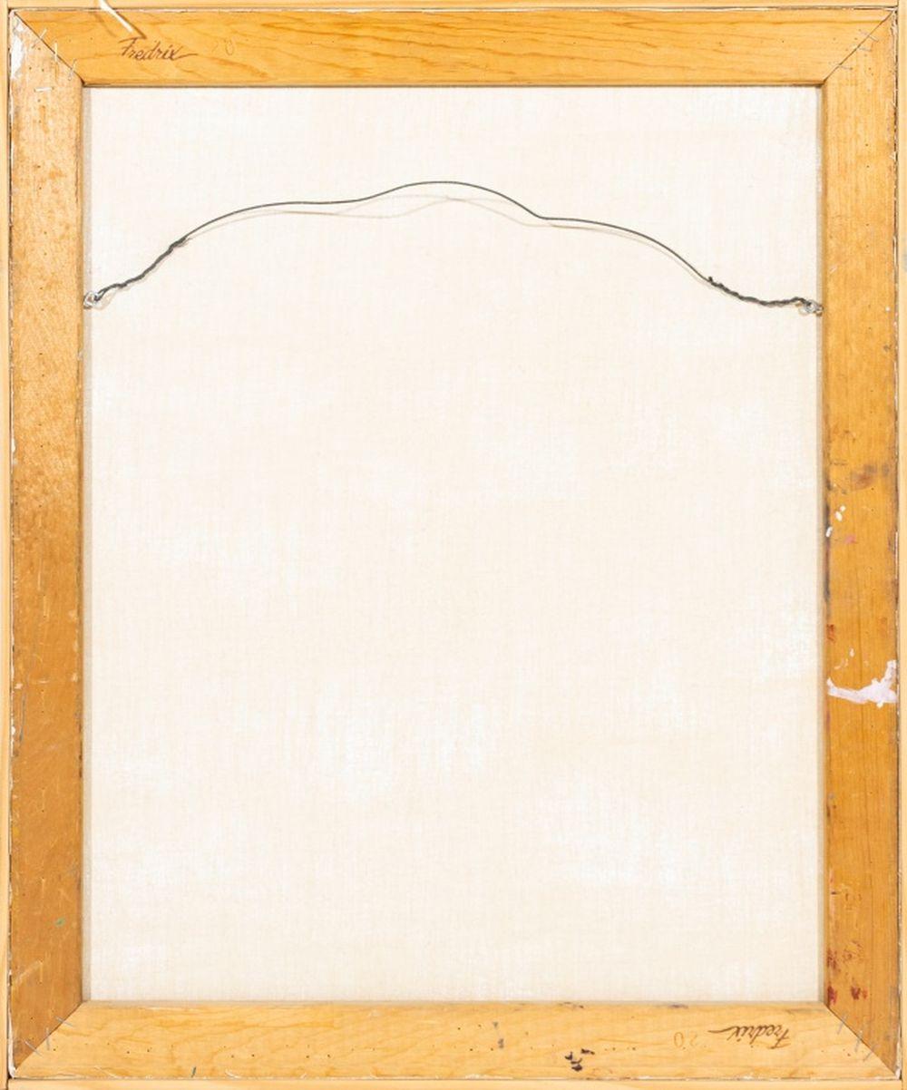 Robert O'Meara (américain, XX-XXI), Composition abstraite en bleu, huile sur toile, apparemment non signée, cadre en bois. Image : 24