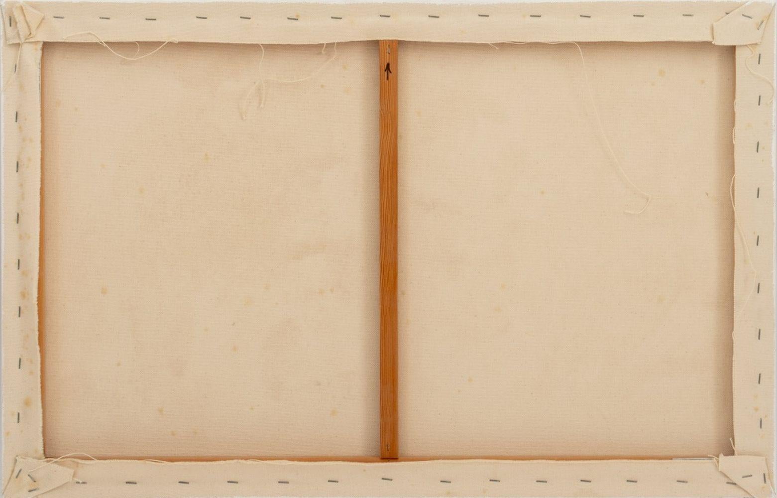 Robert O'Meara (Américain, 1957-2024), Composition abstraite, Huile sur toile, fond bleu avec des accents rouges et bleus, apparemment non signée, non encadrée. 20