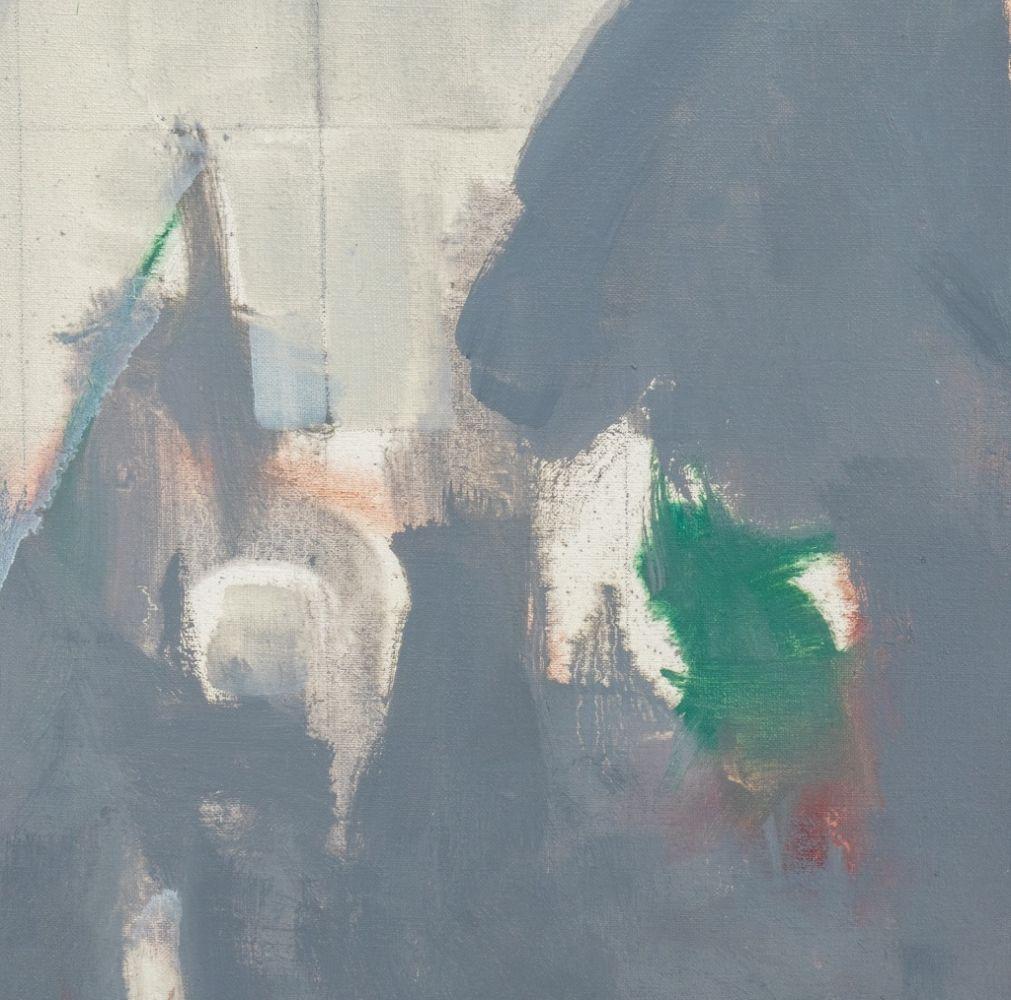 Robert O'Meara (Amerikaner, 1957-2024), Abstrakte Komposition in Grau, Öl auf Leinwand, unsigniert, ungerahmt. 27