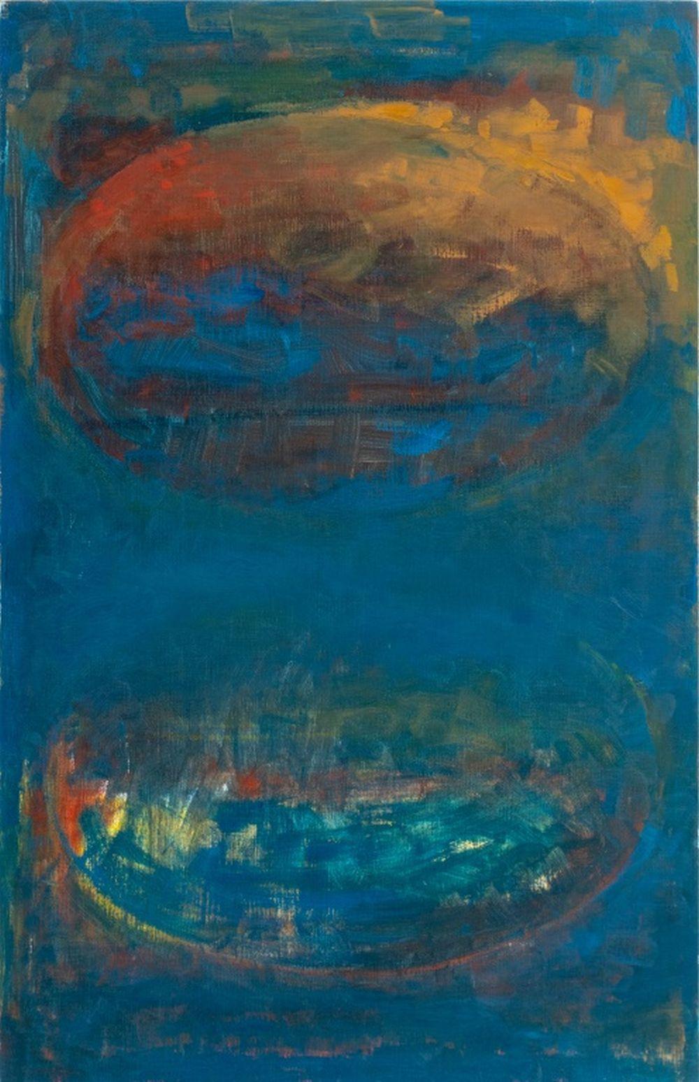 Robert O'Meara (estadounidense, 1957-2024), Composición abstracta en cerceta, Óleo sobre lienzo, aparentemente sin firmar, sin enmarcar. 31