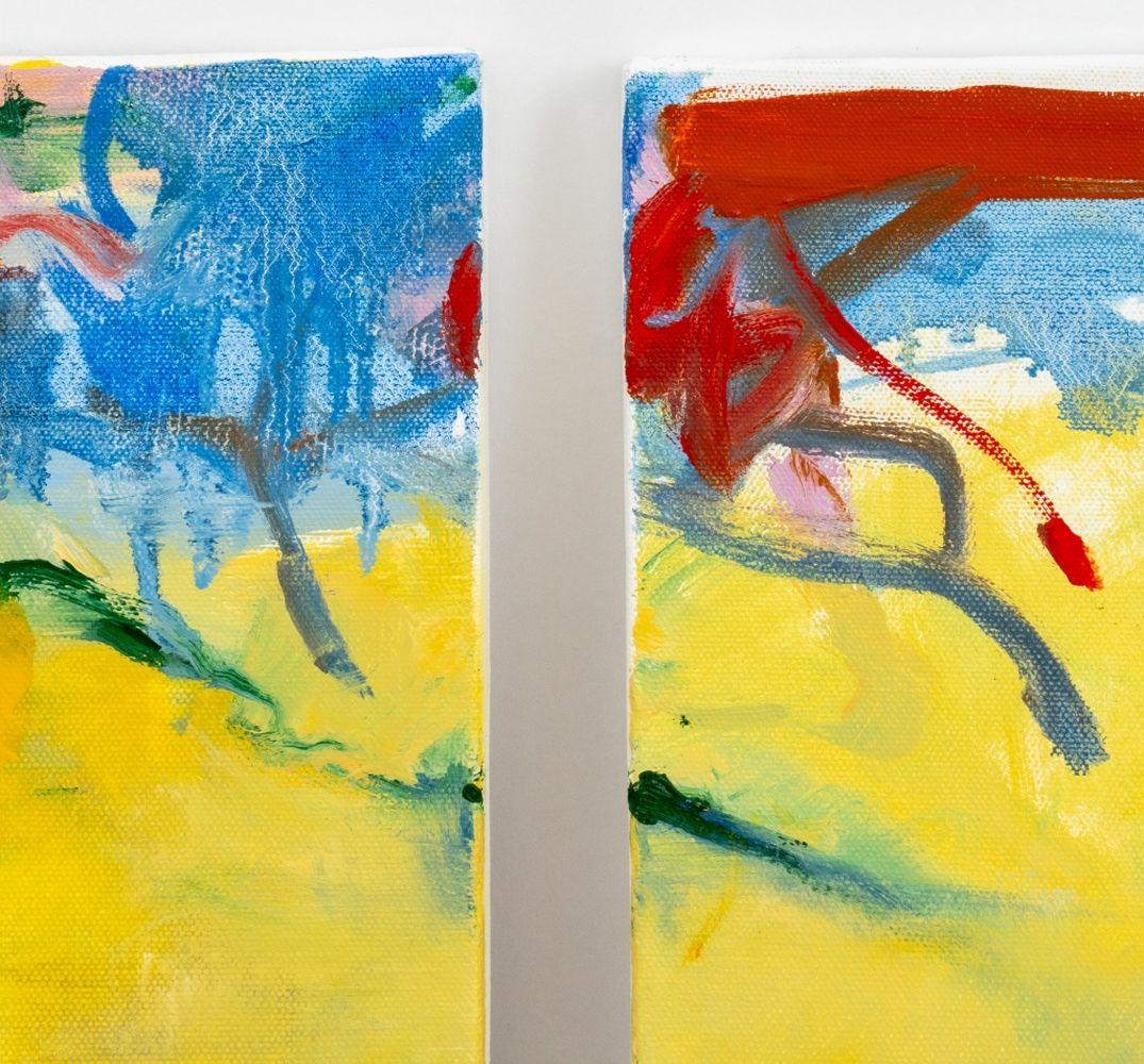 Abstract Composition in Yellow Triptych For Sale 1