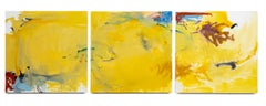 Abstract Composition in Yellow Triptych