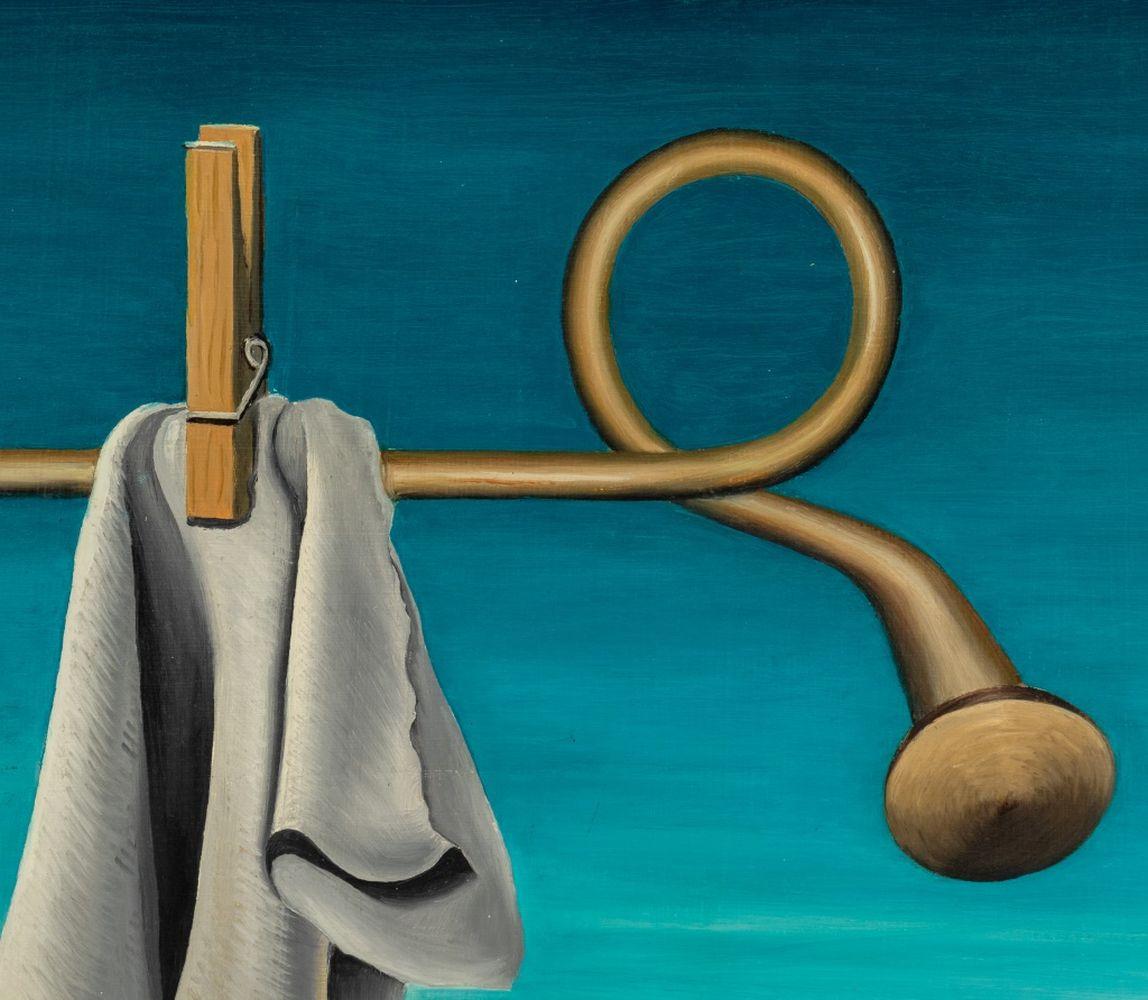 Surrealist Clothesline Composition - Painting by Robert O'Meara