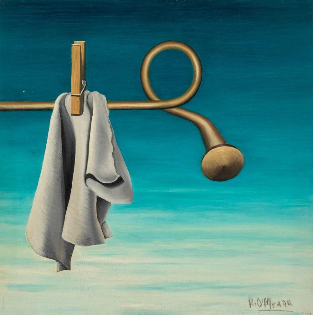 Robert O'Meara Abstract Painting - Surrealist Clothesline Composition
