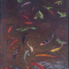 'Fish Pond' by British 20th Century artist Robert Organ, 1983, oil on board