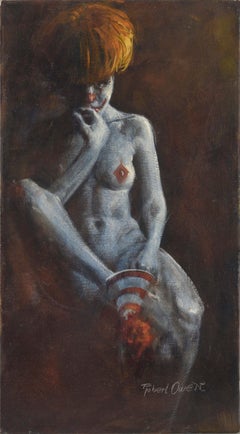 Vintage Nude Female Clown Portrait