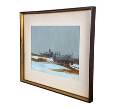 Robert Pailthorpe Old Fishing Wharf Nautical Rhode Island Seascape Watercolor 28