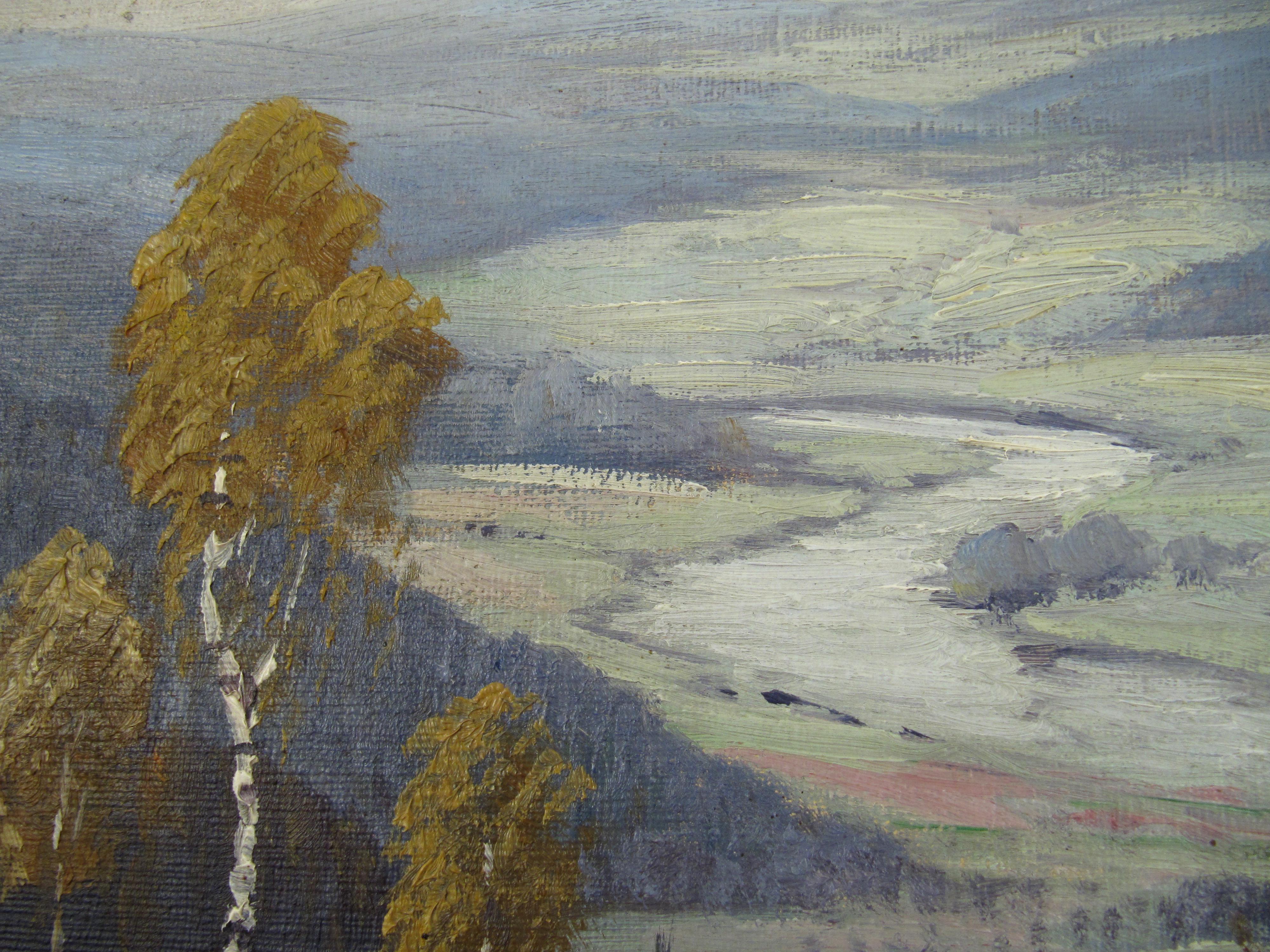 Robert Pajer - Gartegen (1886-1944) Donau River Landscape Painting Austria 1924 For Sale 9