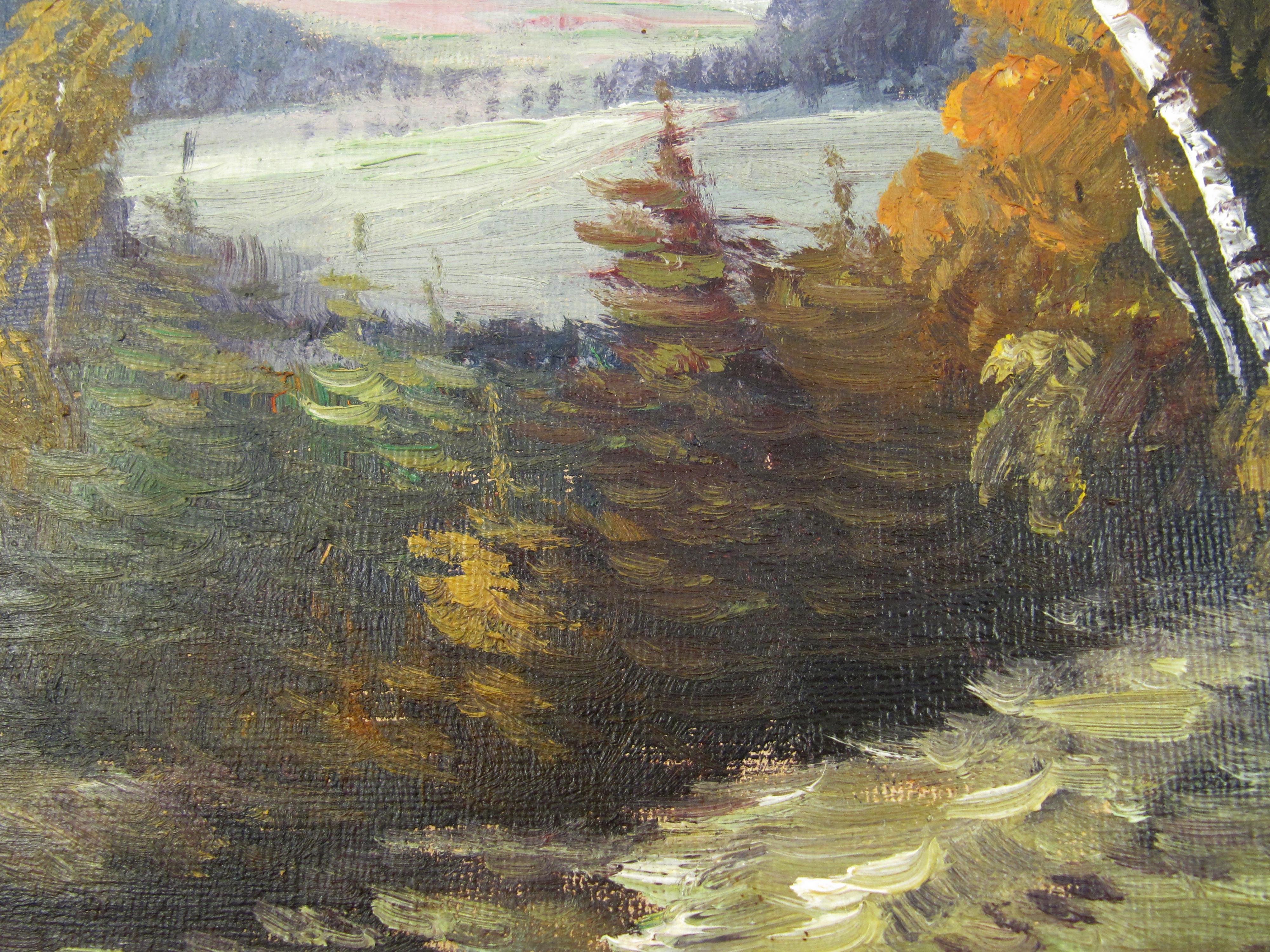 Robert Pajer - Gartegen (1886-1944) Peinture de paysage de la rivière Donau Autriche 1924 en vente 12